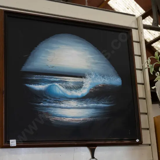 framed oil on board - seascape
