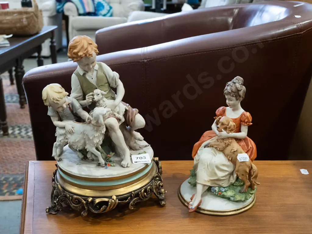 2x Italian figurines - children and pets H240 Image 1++