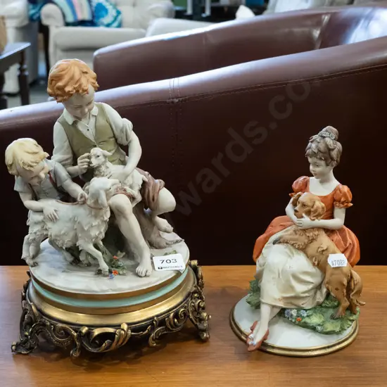 2x Italian figurines - children and pets H240