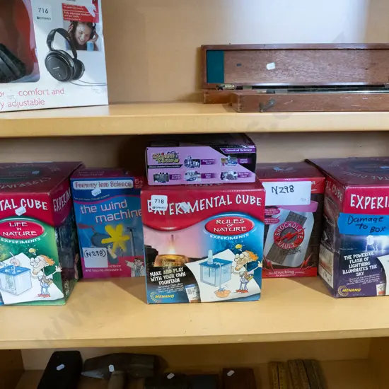 shelf of various children's educational games