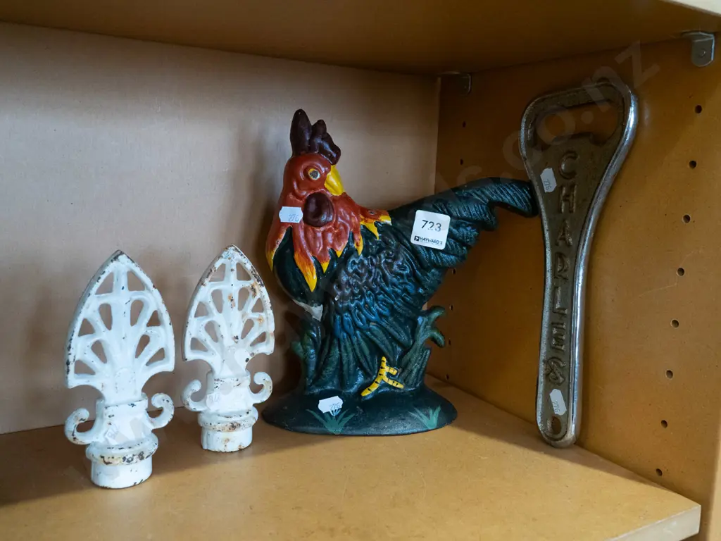 cast chicken door opener, cast finials, bottle opener Chicken H235 Image 1++