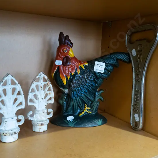cast chicken door opener, cast finials, bottle opener Chicken H235