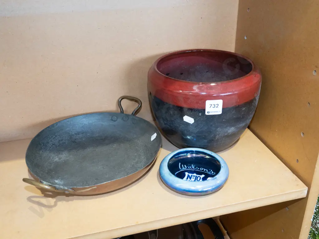 copper bowl, planter, whisky advertising ashtray Image 1++