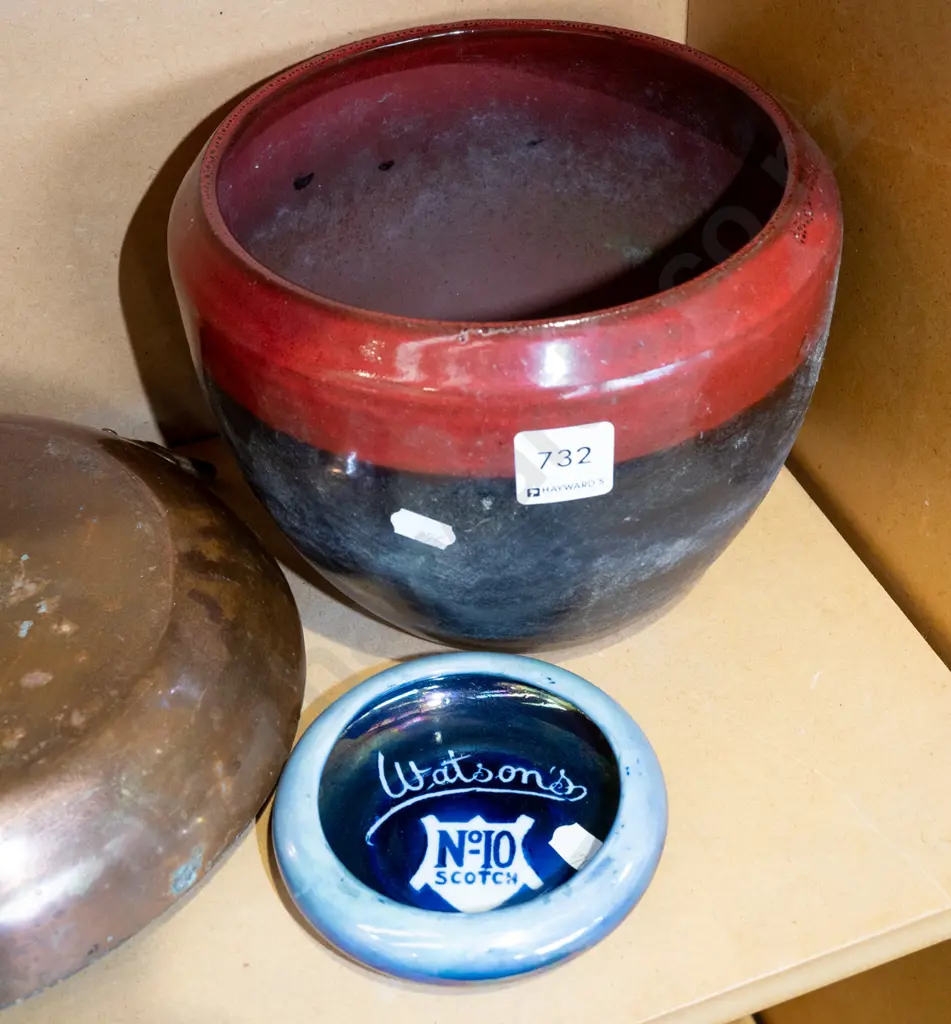 copper bowl, planter, whisky advertising ashtray Image 1++