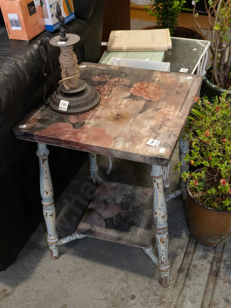 hand decorated 2 tier end table Image 1++