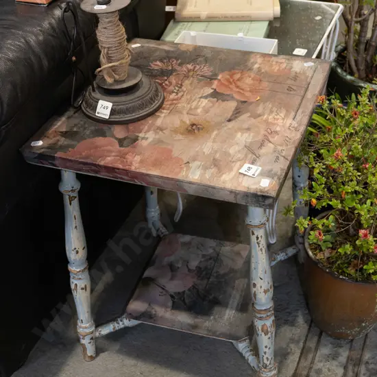 hand decorated 2 tier end table