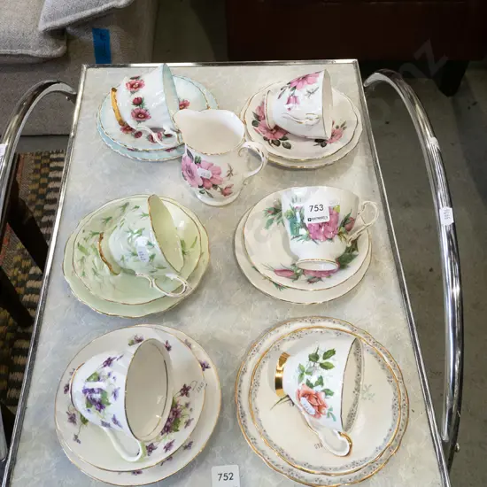6x floral trios, creamer