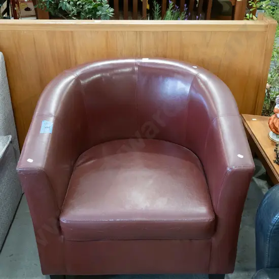 burgundy vinyl tub chair