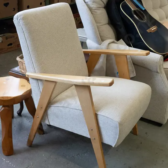 cream and wood armchair