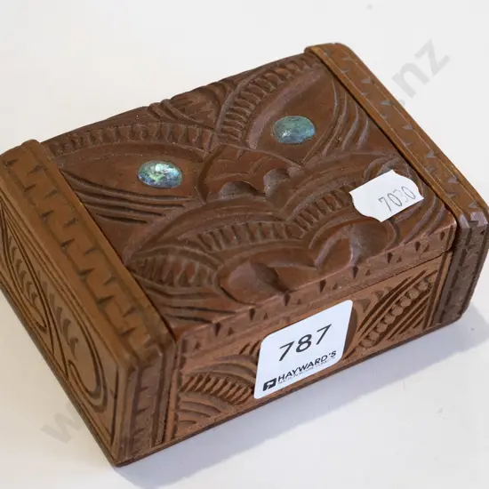small carved Maori themed trinket box