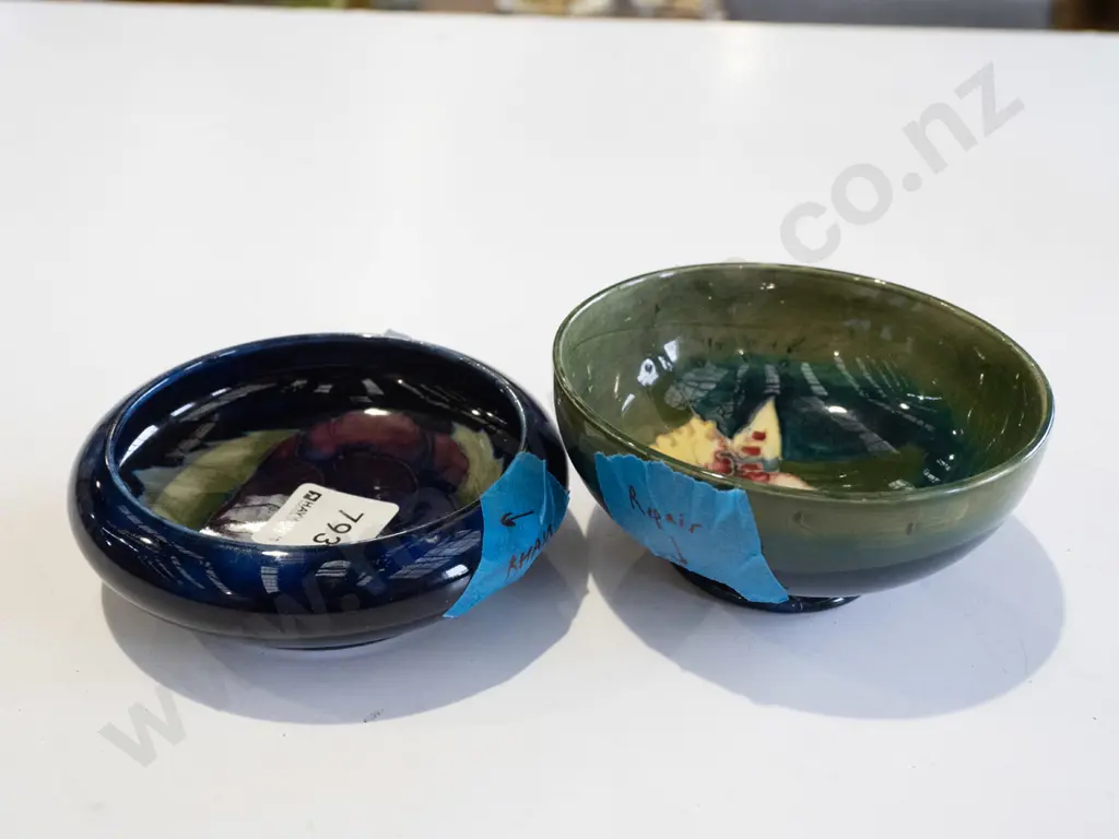 2x small Moorcroft dishes (both have repairs) Image 1++