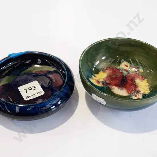 2x small Moorcroft dishes (both have repairs)