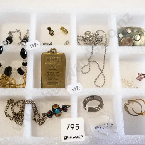 assorted costume jewellery, 1x sterling silver belcher chain
