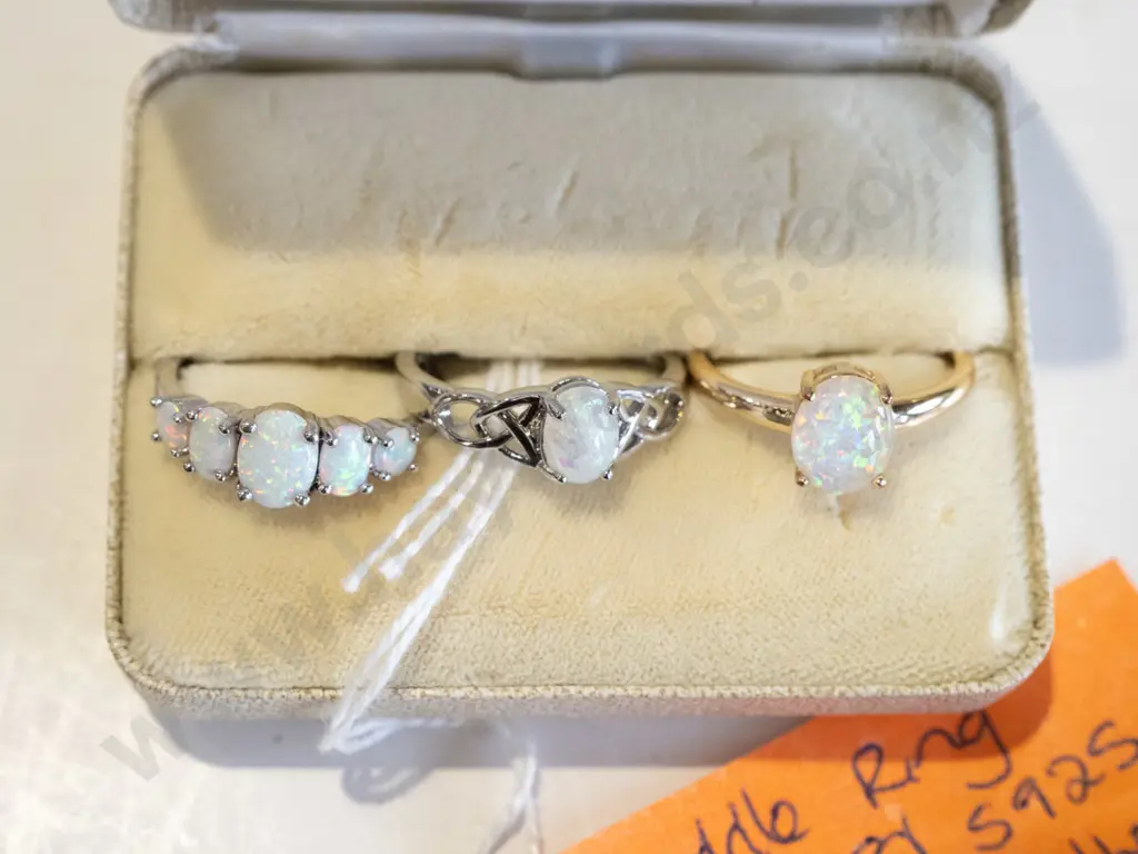 3x plated rings, composite opal Image 1++