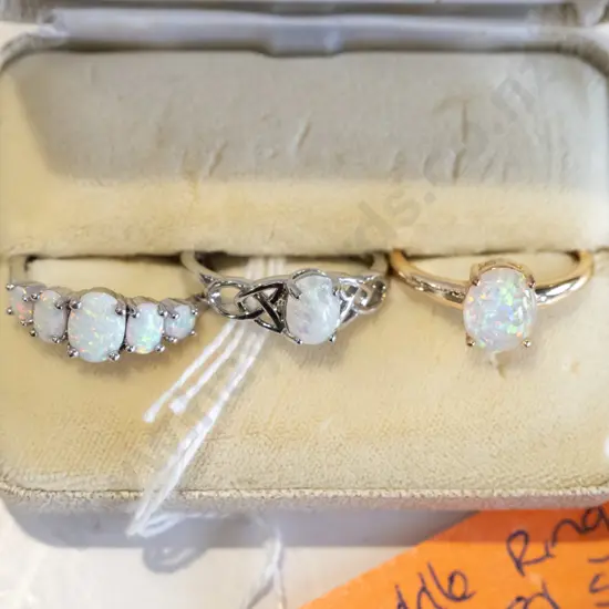 3x plated rings, composite opal