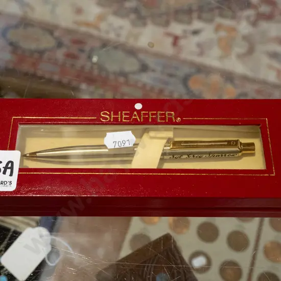 cased Sheaffer mechanical pencil with presentation inscription