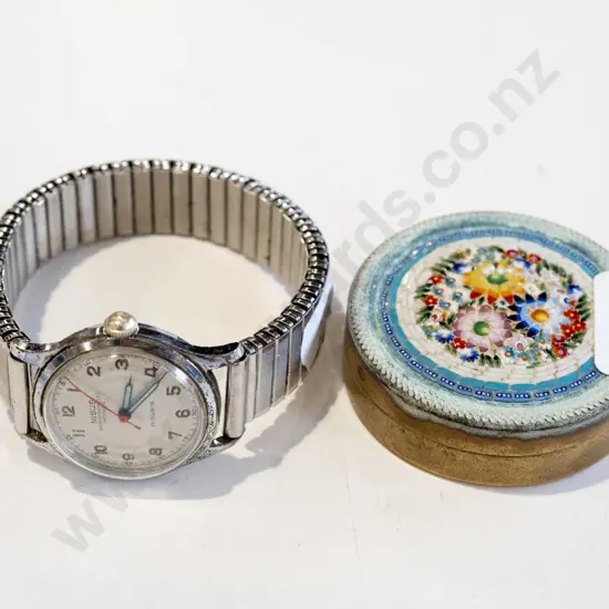 small vintage trinket box & wristwatch
