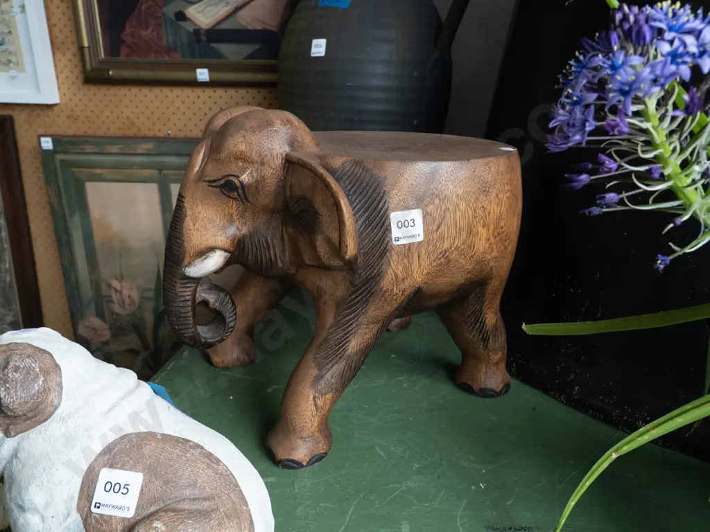 Indonesian hardwood elephant themedjardiniere stand H280 Image 1++