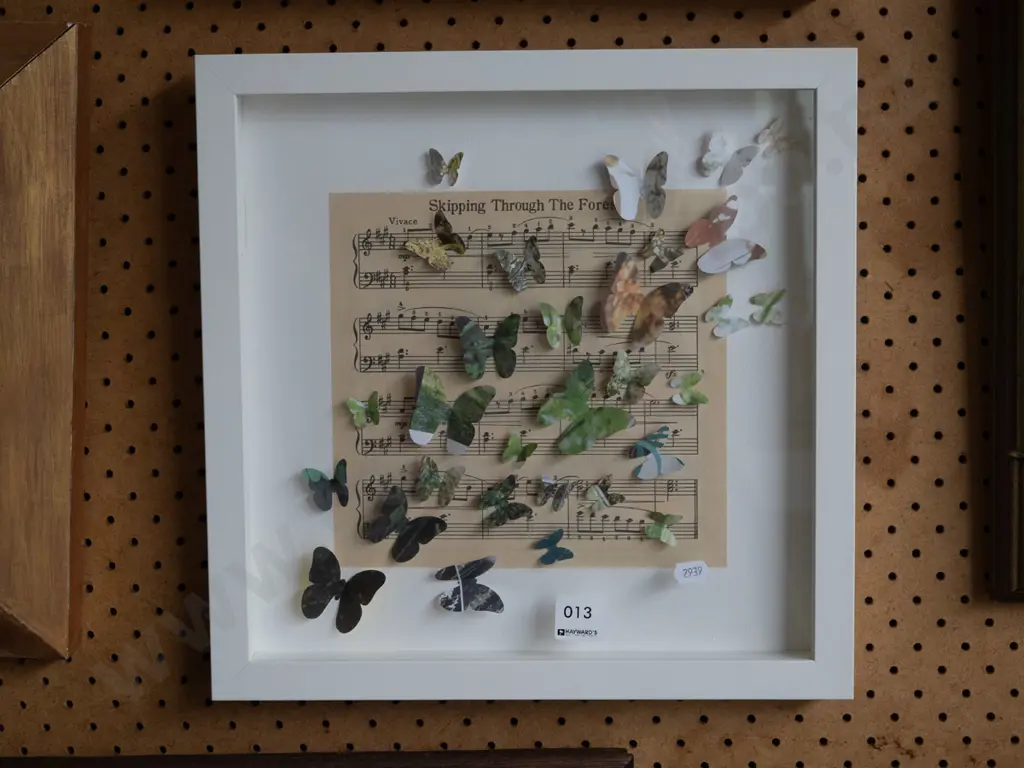 framed paper cut out butterflies and sheet music Image 1++