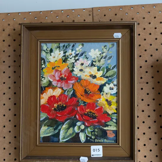 framed oil - flowers