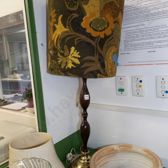 retro turned wood table lamp - damage to base - needs attention
