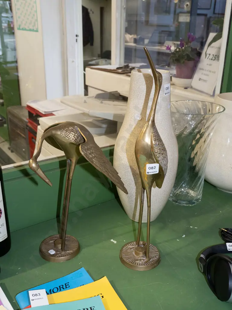 2x brass bird figurines Tallest H460 Image 1++