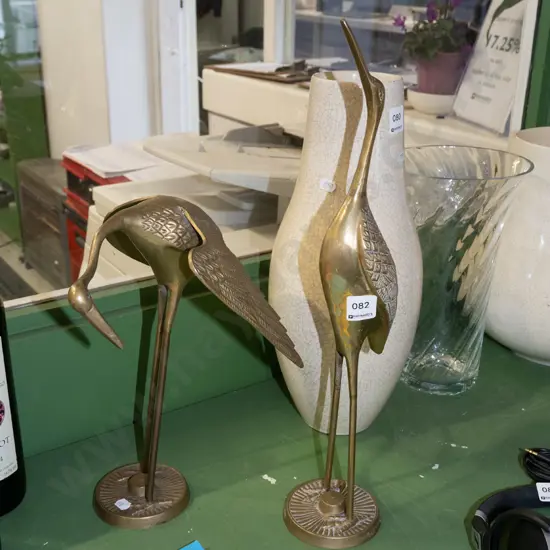 2x brass bird figurines Tallest H460