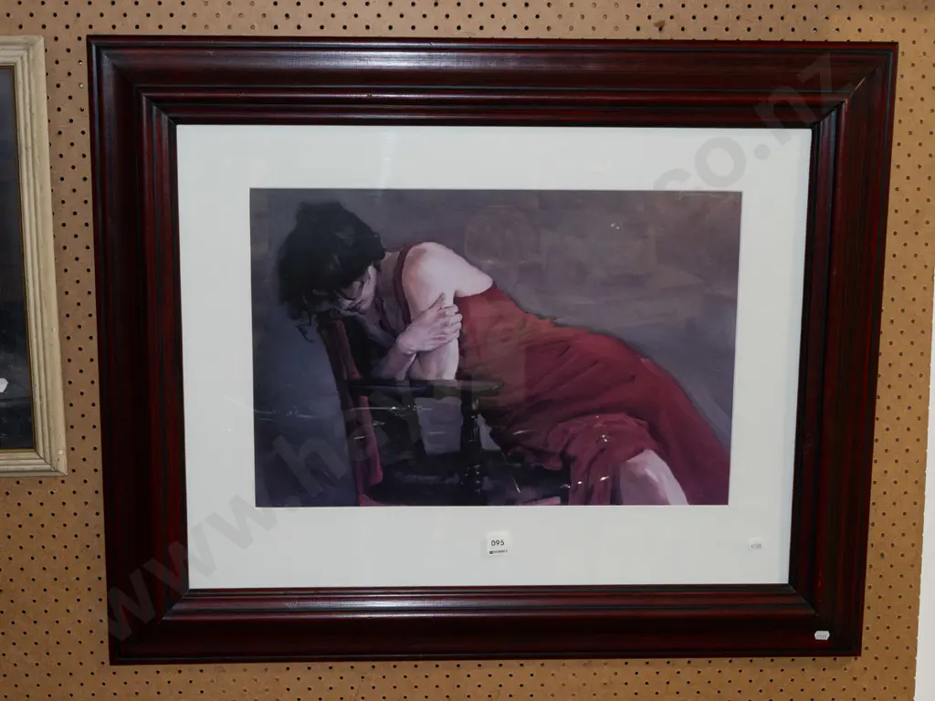framed print - lady in red on chair Image 1++
