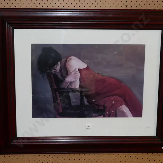 framed print - lady in red on chair