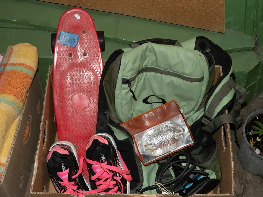 box; skateboard, backpack, childs sneakers etc Image 1++