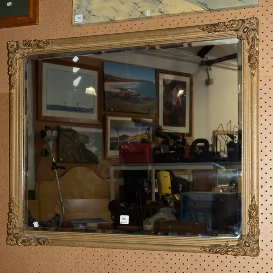 bevelled edge gilt framed wall mirror H640 W770
