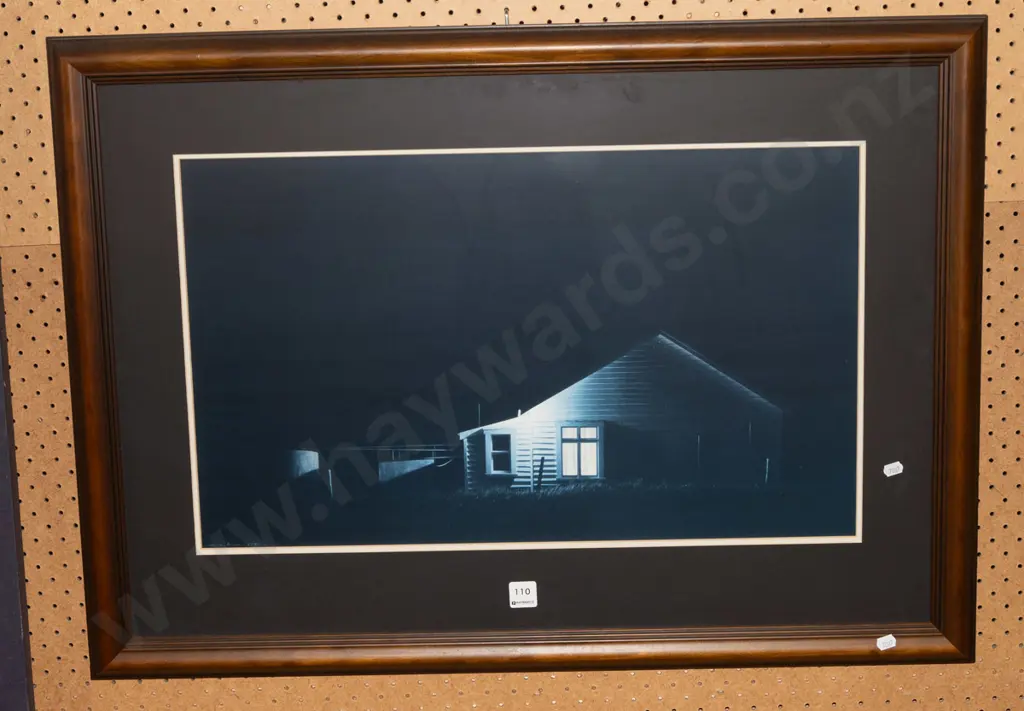 framed Grahame Sydney poster print - house at night Overall H570 Image 1++