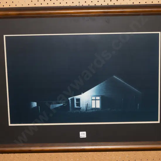 framed Grahame Sydney poster print - house at night Overall H570