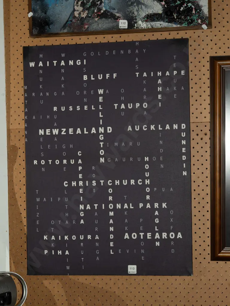 framed print on canvas - NZ place names Image 1++