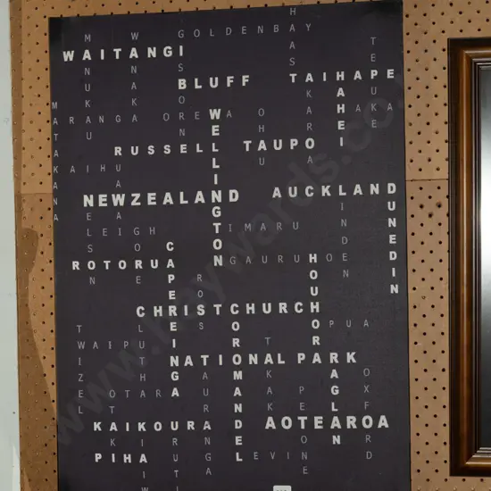 framed print on canvas - NZ place names