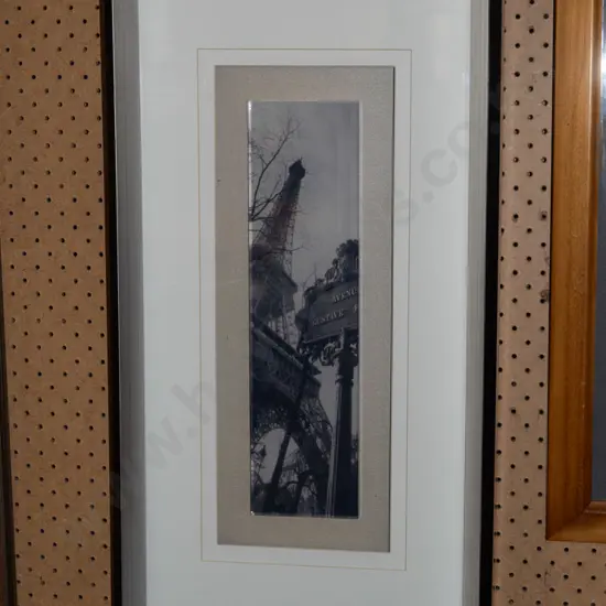 framed photograph behind perspex Eiffel Tower