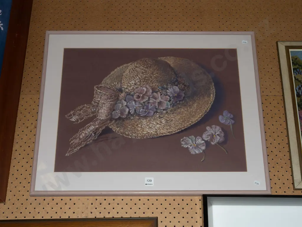 Margaret Howard - framed pastel - sun hat Overall H560 Image 1++