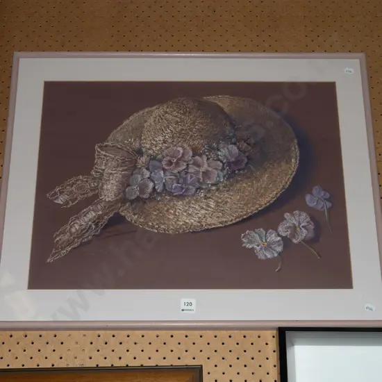 Margaret Howard - framed pastel - sun hat Overall H560