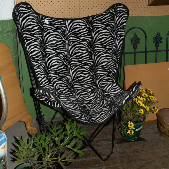zebra patterned camping chair