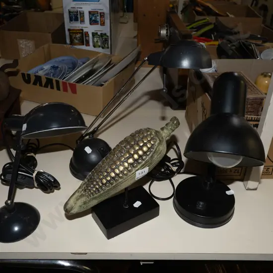 3x desk lamp, corn cob ornament H240
