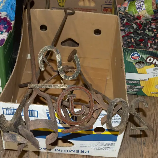 box of branding irons