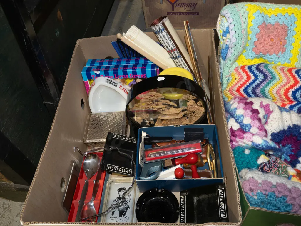 box; stamps, dolls, ashtrays etc Image 1++
