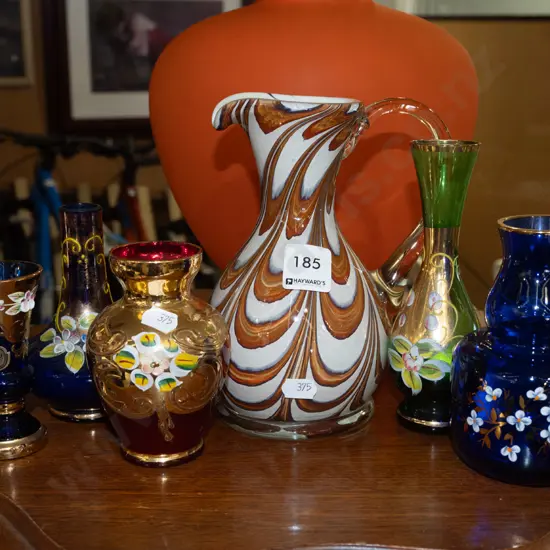 small Venetian glass vases, art glass ewer vase