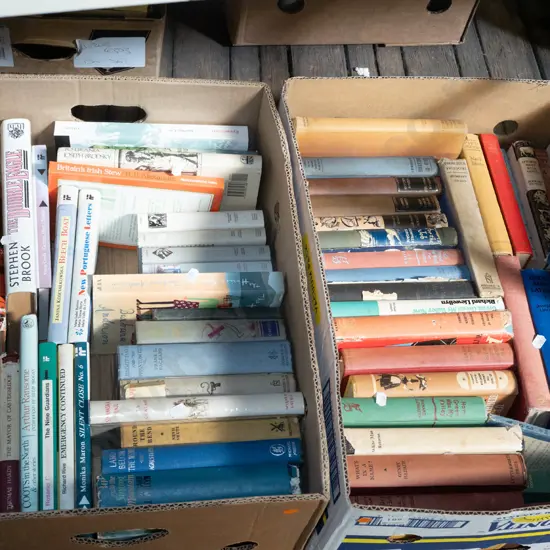 2x boxes of books - orange dots