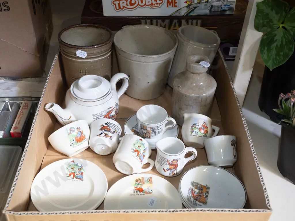 box; ink bottle, child's tea set etc Image 1++
