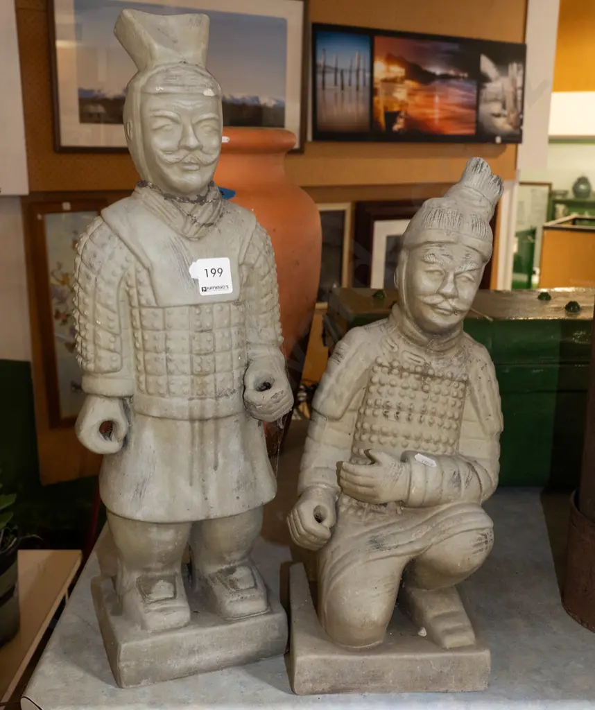 2x terracotta warriors - 1 has repair to neck Image 1++