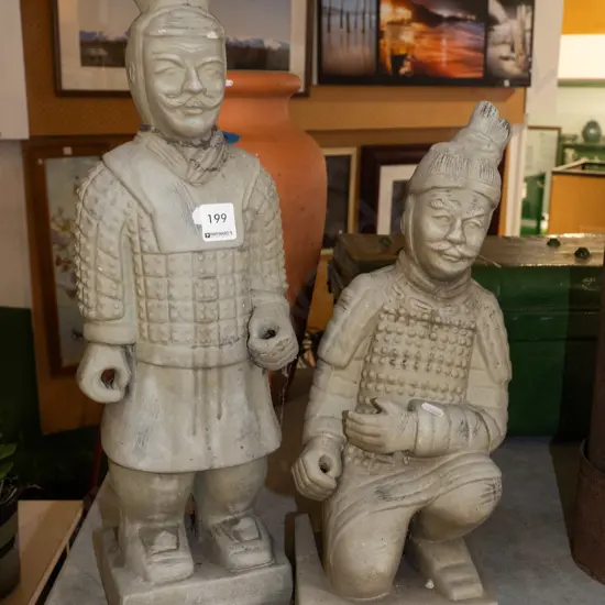 2x terracotta warriors - 1 has repair to neck