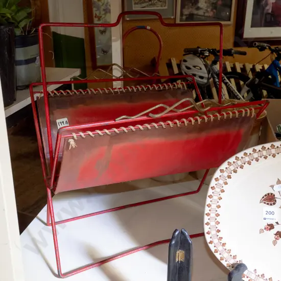 retro magazine rack - paint chips, wear  and staining/fading