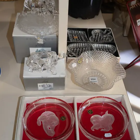assorted crystal; figurines, dishes etc