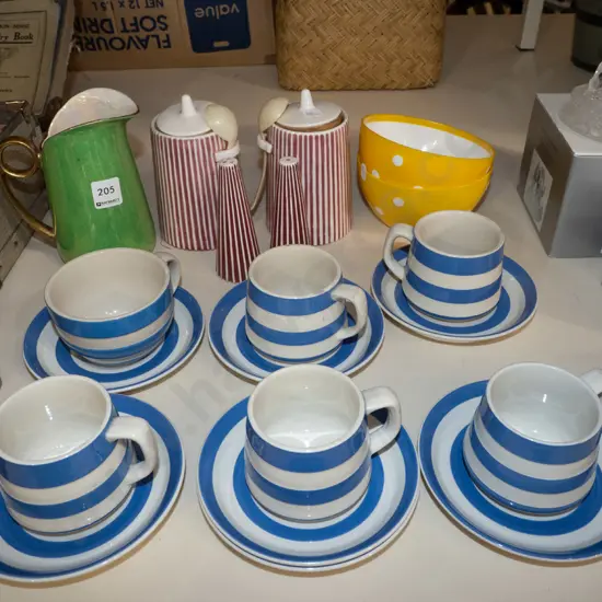 green Carlton Ware jug, TG Green cups and saucers etc